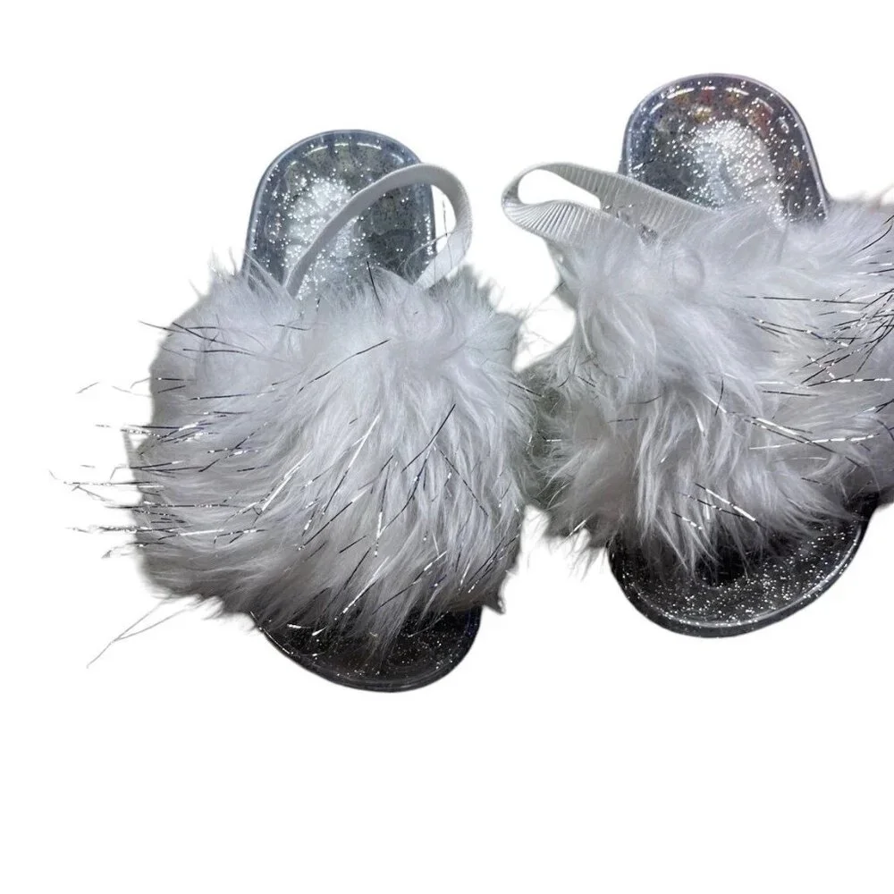 Tucker + Tate Toddler New Furry Sparkly Slides Size 10M